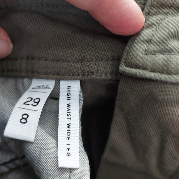 Loft high waist wide leg khaki cotton stretch pants - Picture 9 of 11